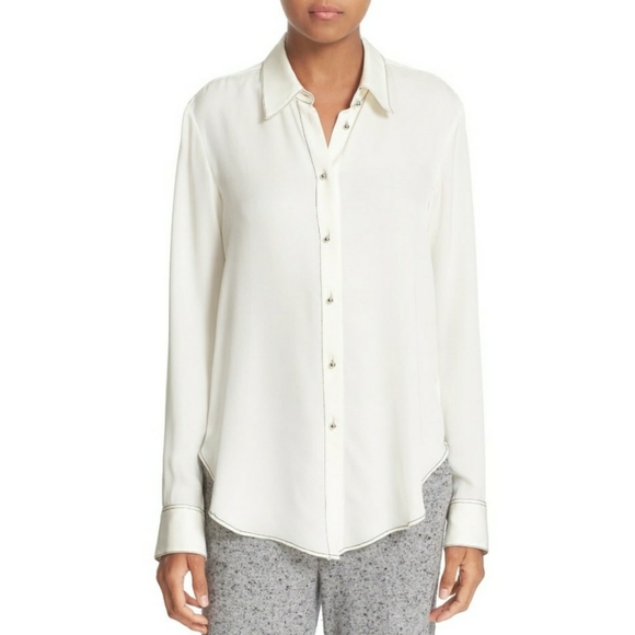 Theory Tops - Theory Sunaya B Silk Blouse Button Front Ivory